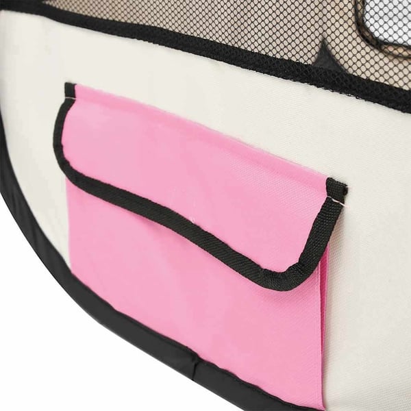 vidaXL Sammenleggbar lekegrind for hunder bæreveske rosa 110x110x58 cm