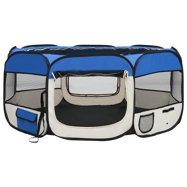 vidaXL foldbar hundegård med bæretaske 145x145x61 cm blå