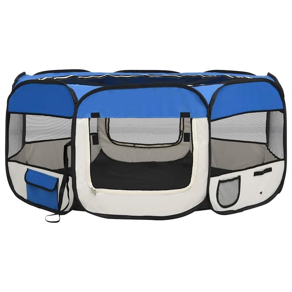 vidaXL foldbar hundegård med bæretaske 145x145x61 cm blå