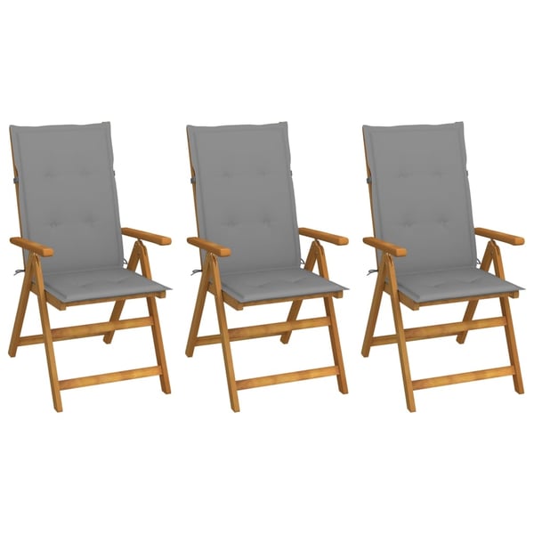 vidaXL foldbare havestole 3 stk. med hynder massivt akacietræ