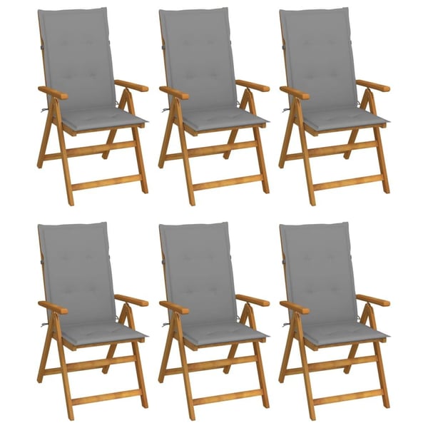 vidaXL foldbare havestole 6 stk. med hynder massivt akacietræ