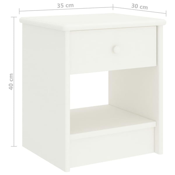 vidaXL Nattbord hvit 35x30x40 cm heltre furu