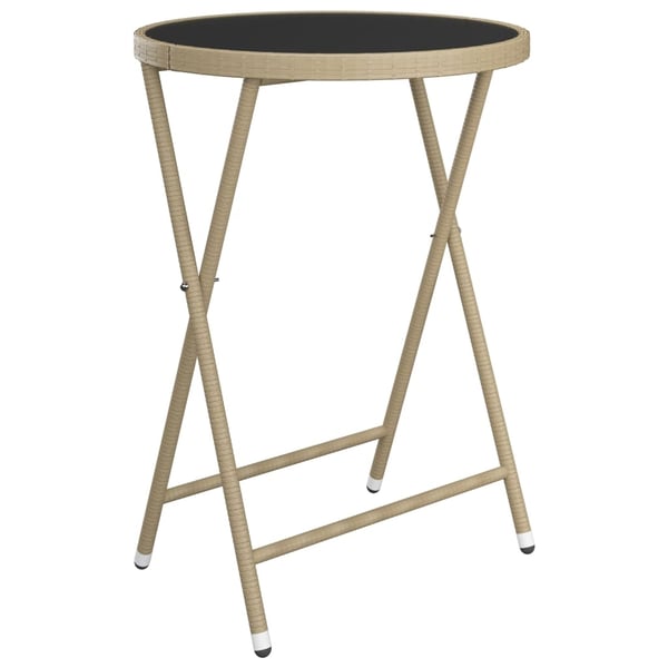vidaXL bistrosæt til haven 3 dele polyrattan og hærdet glas beige