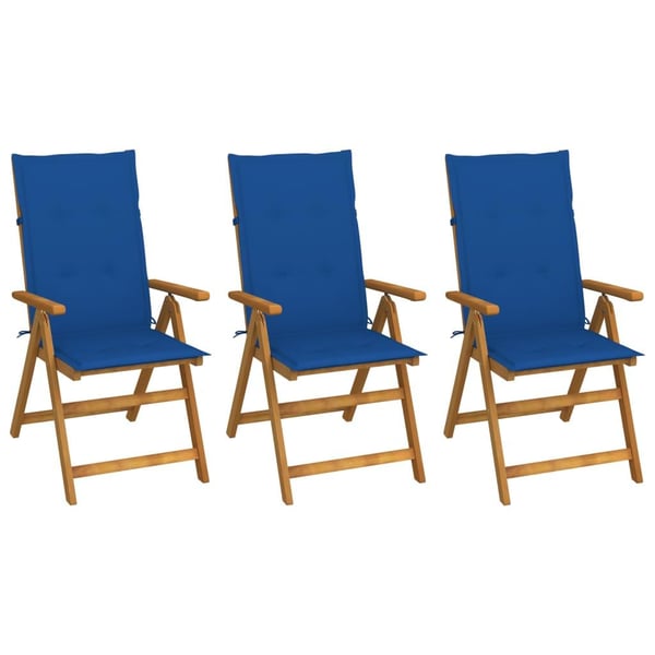 vidaXL foldbare havestole 3 stk. med hynder massivt akacietræ