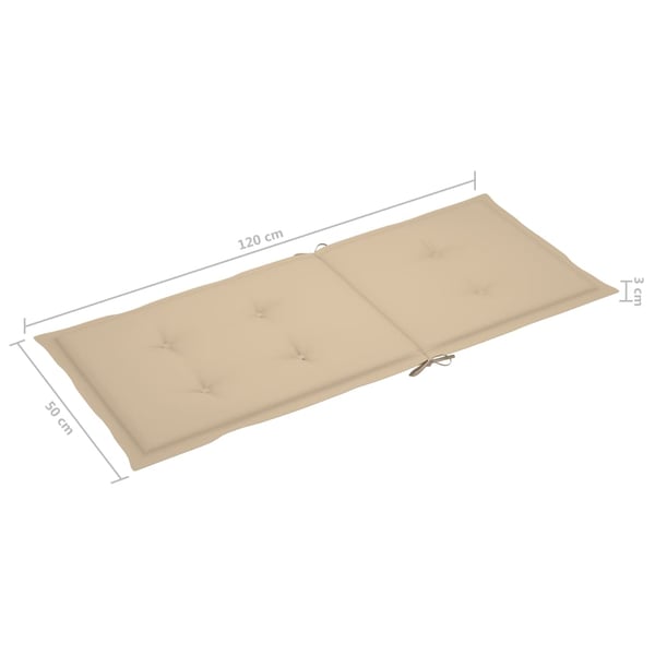 vidaXL havestole 2 stk. med beige hynder massivt teaktræ