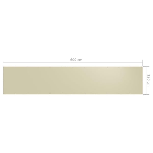 vidaXL Balkongskjerm kremhvit 120x600 cm oxfordstoff