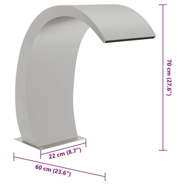 vidaXL fontæne til pool med LED'er 22x60x70 cm rustfrit stål 304
