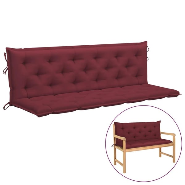 vidaXL hynder til havebænk 2 stk. 180x50x7 cm oxfordstof vinrød