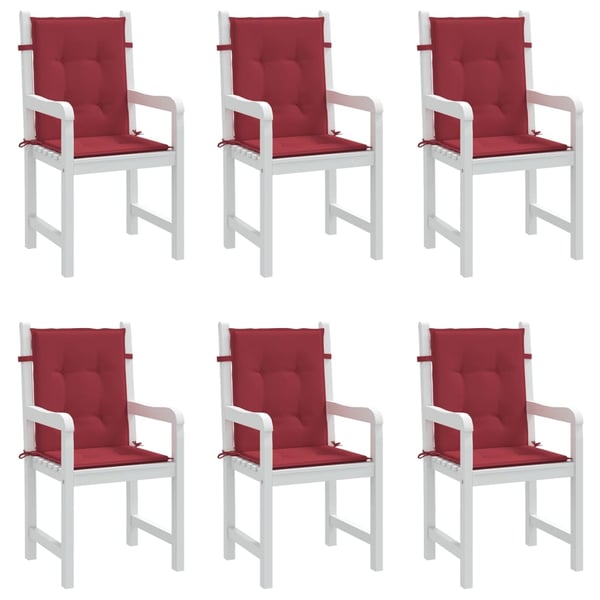 vidaXL stolehynde m. lav ryg 6 stk. 100x50x3 cm oxfordstof vinrød
