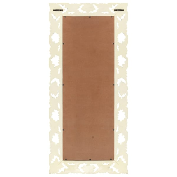 vidaXL Handsnidad spegel vit 110x50 cm massivt mangoträ