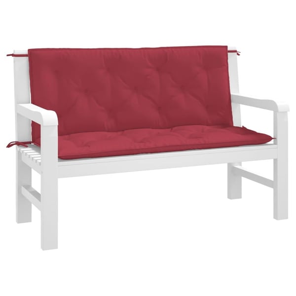 vidaXL hynder til havebænk 2 stk. 120x50x7 cm oxfordstof vinrød
