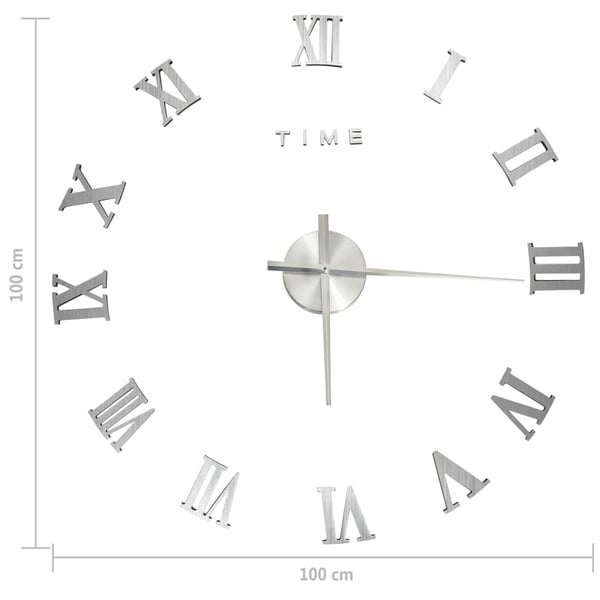 vidaXL Väggklocka 3D modern design silver 100 cm XXL