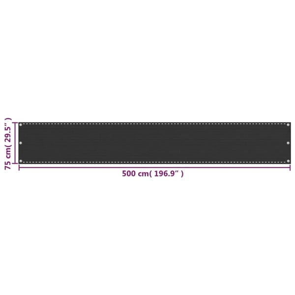vidaXL Balkongskjerm HDPE 75x500 cm antrasitt