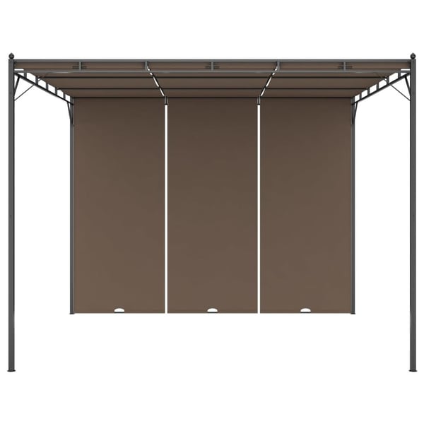 vidaXL Hagepaviljong med sidegardin 3x3x2,25 m gråbrun