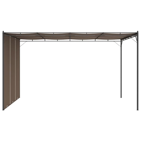 vidaXL Hagepaviljong med sidegardin 4x3x2,25 m gråbrun