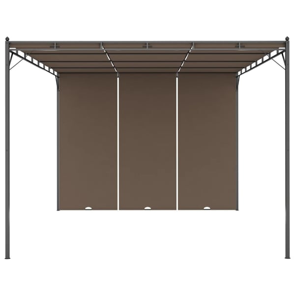 vidaXL Hagepaviljong med sidegardin 4x3x2,25 m gråbrun