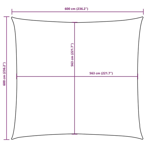 vidaXL Solseil oxfordstoff firkantet 6x6 m kremhvit
