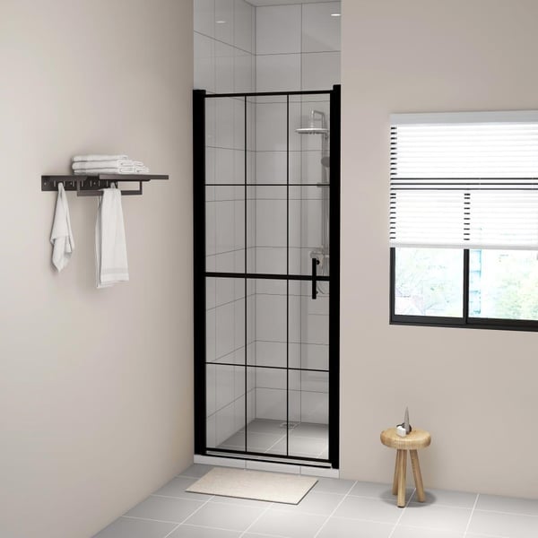 vidaXL brusedør 91 x 195 cm hærdet glas sort