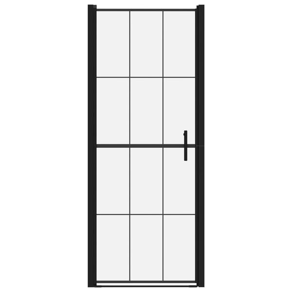vidaXL brusedør 91 x 195 cm hærdet glas sort