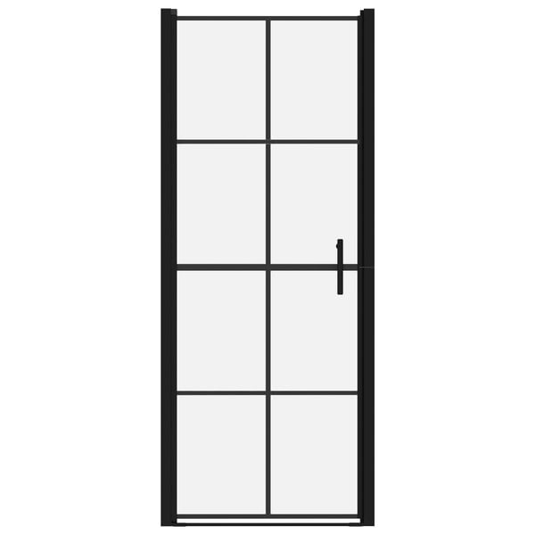 vidaXL Dusjdør herdet glass 91x195 cm svart