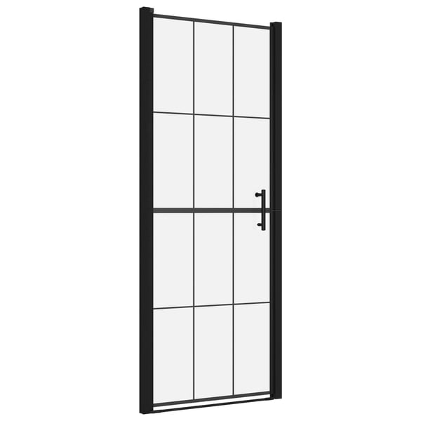 vidaXL brusedør 81 x 195 cm hærdet glas sort