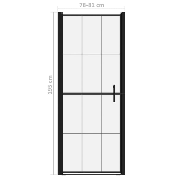 vidaXL brusedør 81 x 195 cm hærdet glas sort