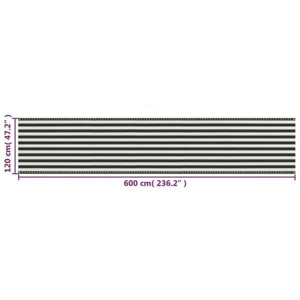 vidaXL altanafskærmning HDPE 120x600 cm antracitgrå og hvid