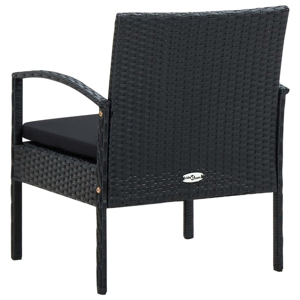 vidaXL havestol med hynde polyrattan sort