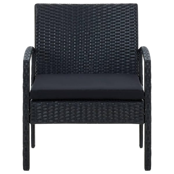 vidaXL havestol med hynde polyrattan sort