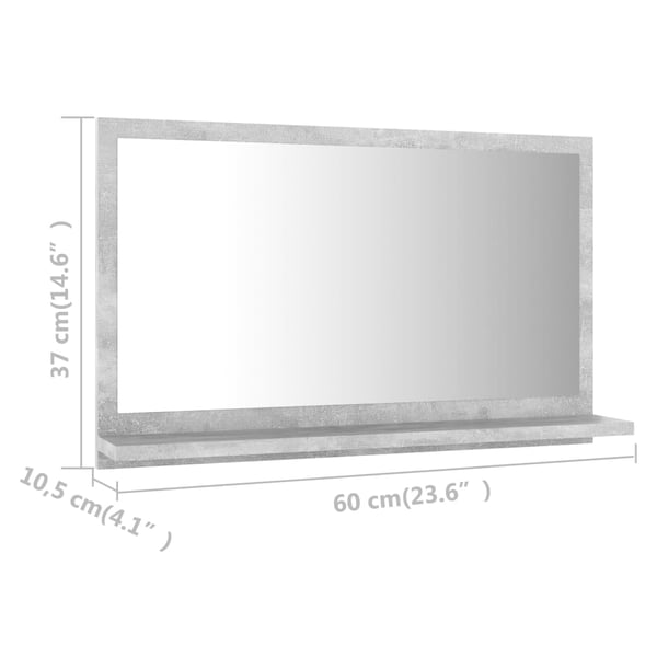 vidaXL Baderomsspeil betonggrå 60x10,5x37 cm sponplate