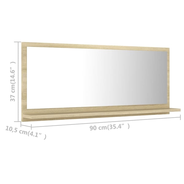 vidaXL Baderomsspeil sonoma eik 90x10,5x37 cm sponplate