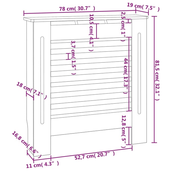 vidaXL Radiatordeksel MDF svart 78 cm