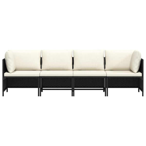 vidaXL 4-personers havesofa med hynder polyrattan sort