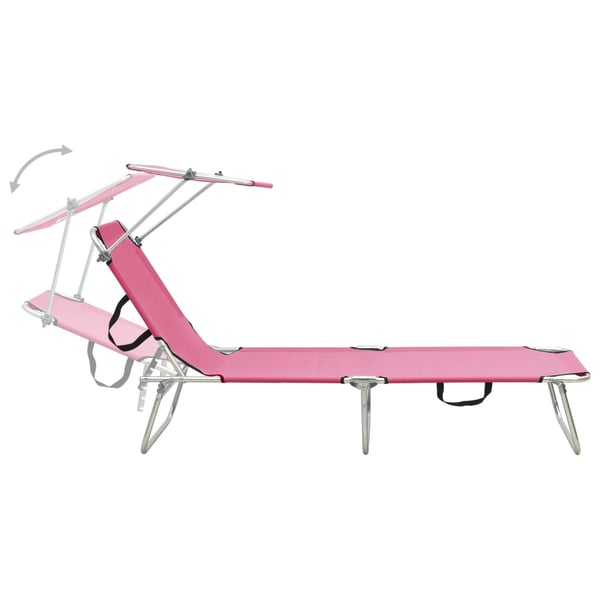 vidaXL Sammenleggbar solseng med baldakin rosa aluminium