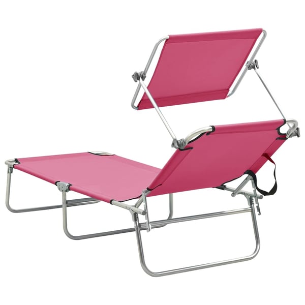 vidaXL Sammenleggbar solseng med baldakin rosa aluminium