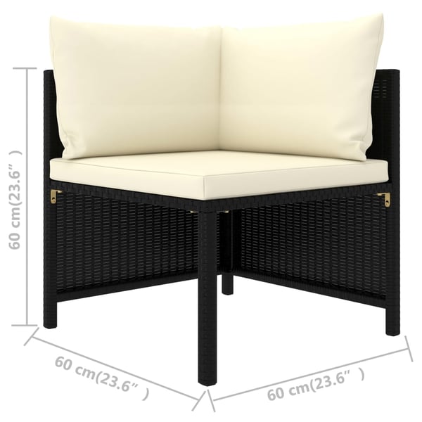 vidaXL 3-personers havesofa med hynder polyrattan sort