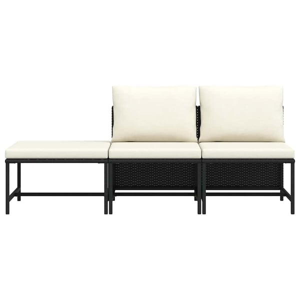 vidaXL sofasæt til haven 3 dele med hynder polyrattan sort