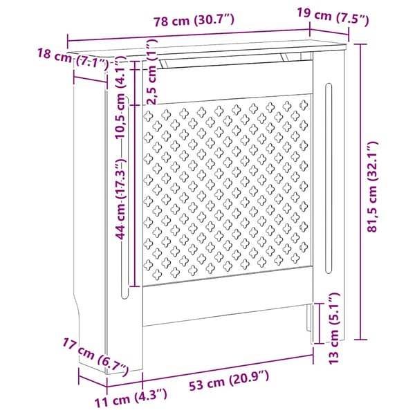 vidaXL radiatorskjuler 78 cm MDF hvid