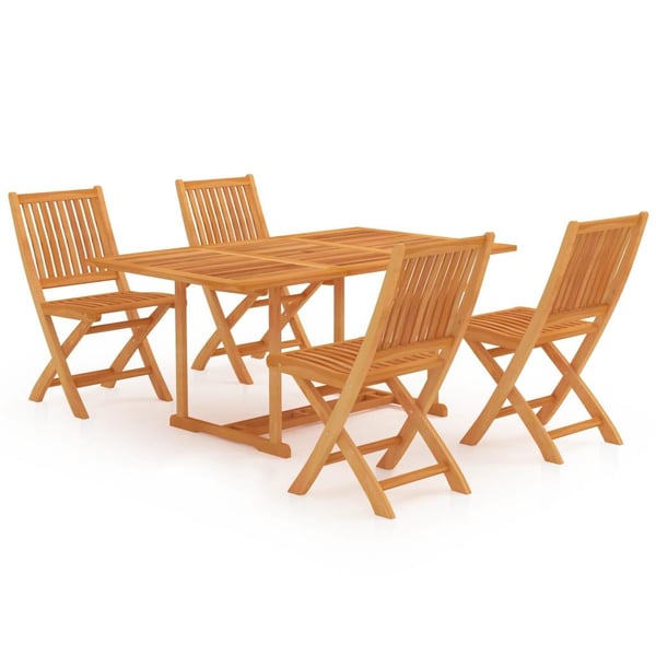 vidaXL Utendørs spisestue 5 deler heltre teak