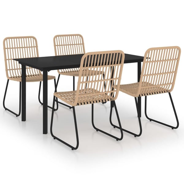 vidaXL udendørs spisebordssæt 5 dele polyrattan og glas