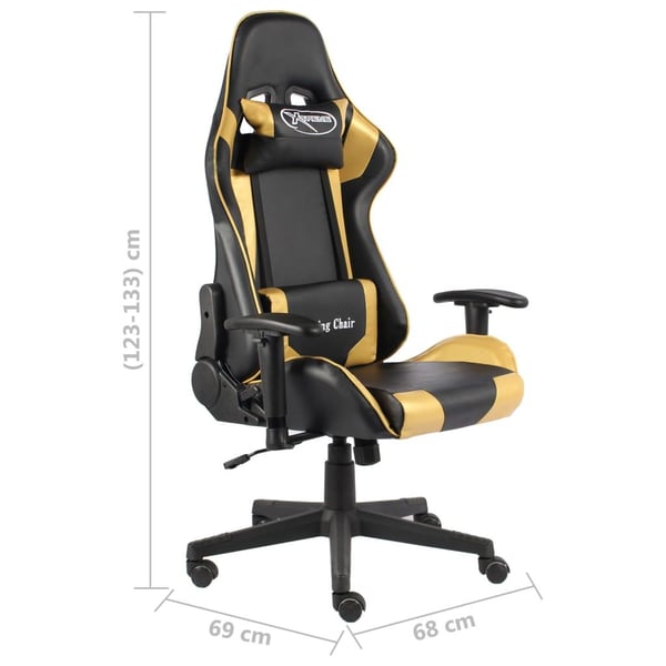 vidaXL drejelig gamingstol PVC guldfarvet