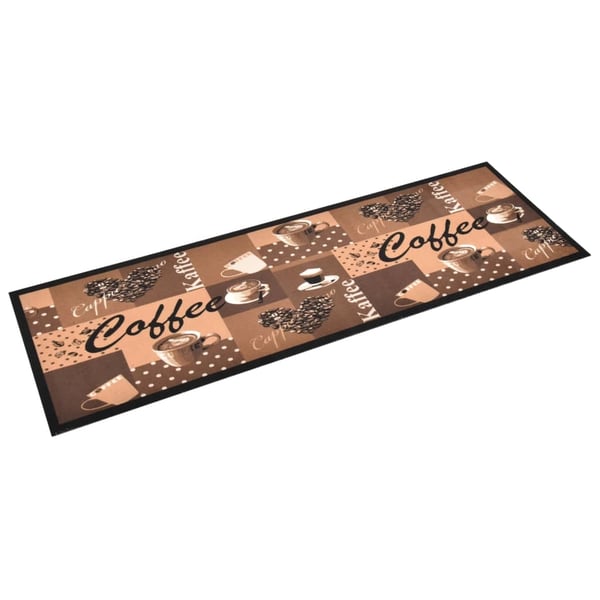 vidaXL Vaskbart kjøkkenteppe Coffee brun 45x150 cm