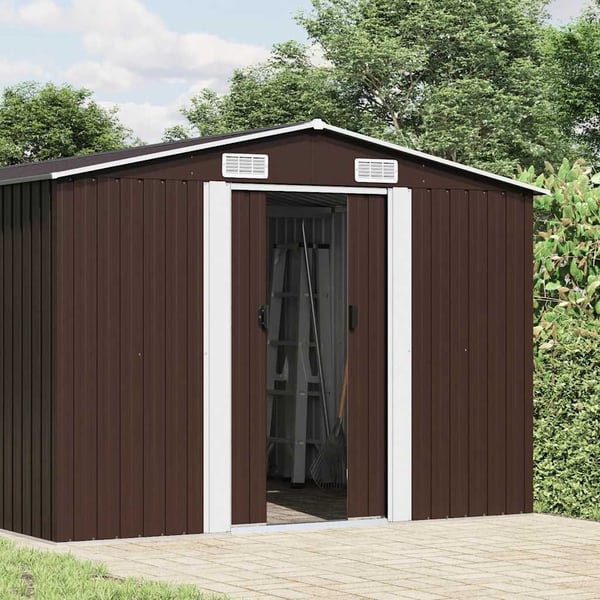 vidaXL Hageskur brun 257x990x181 cm galvanisert stål