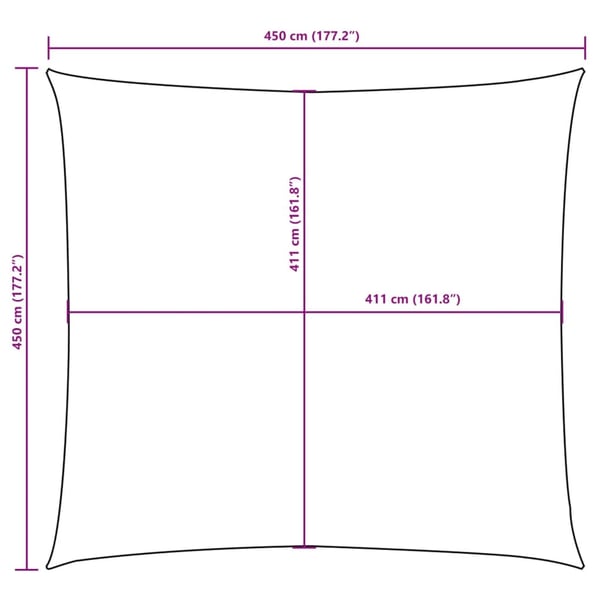vidaXL Aurinkopurje Oxford-kangas neliö 4,5x4,5 m valkoinen