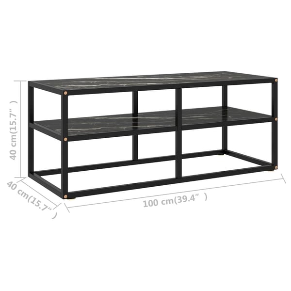vidaXL tv-bord 100x40x40 cm marmorglas sort