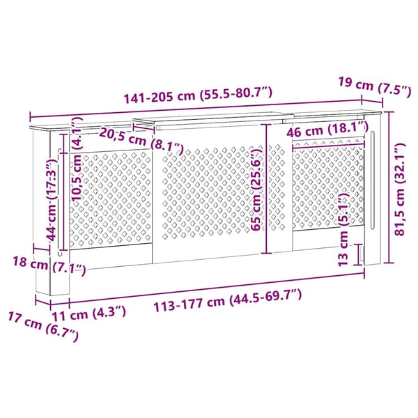 vidaXL Elementskydd MDF vit 205 cm