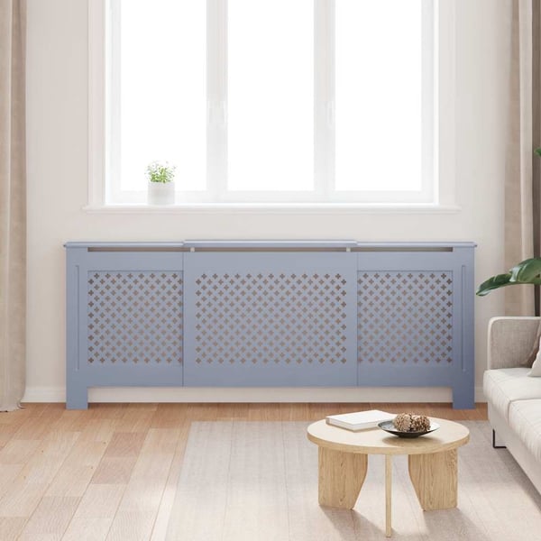 vidaXL Radiatordeksel MDF grå 205 cm