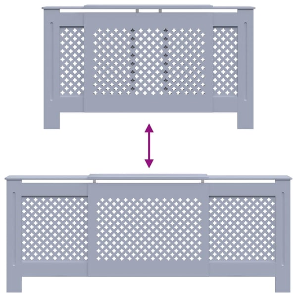 vidaXL Radiatordeksel MDF grå 205 cm