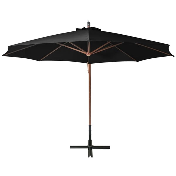 vidaXL Hengende hageparasoll med stolpe svart 3,5x2,9 m heltre gran