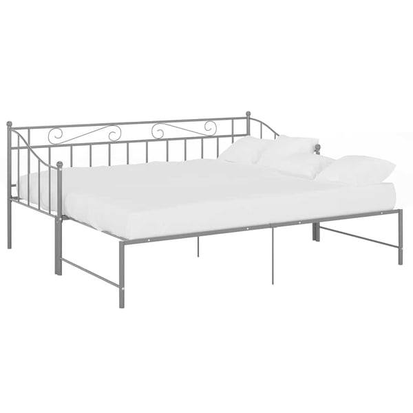 vidaXL Utdragbar sängram bäddsoffa grå metall 90x200 cm